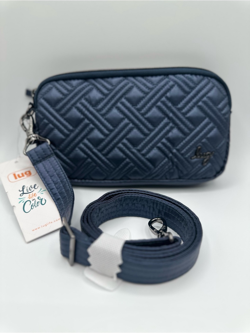 Lug Coupe XL Convertible Crossbody Belt Bag NWT Metallic Indigo Navy NWT
